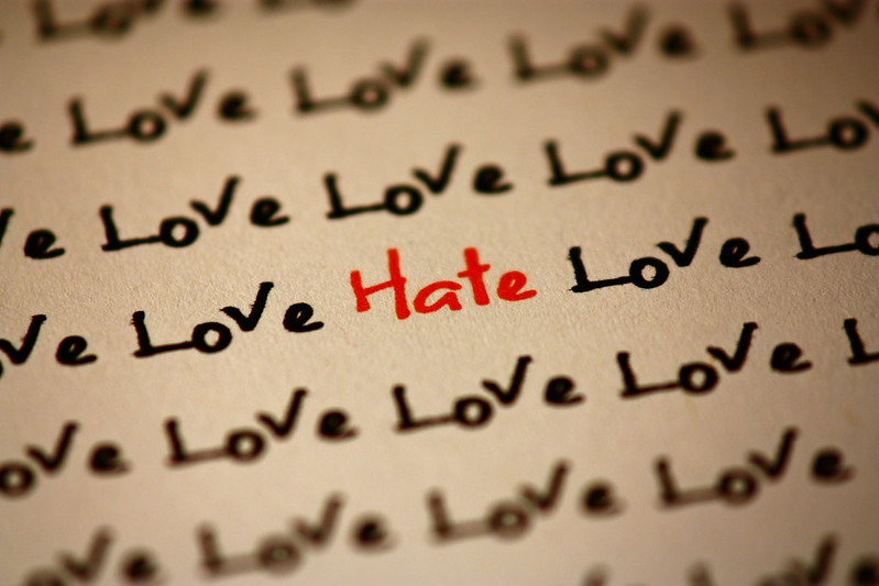 image of love or hate written out